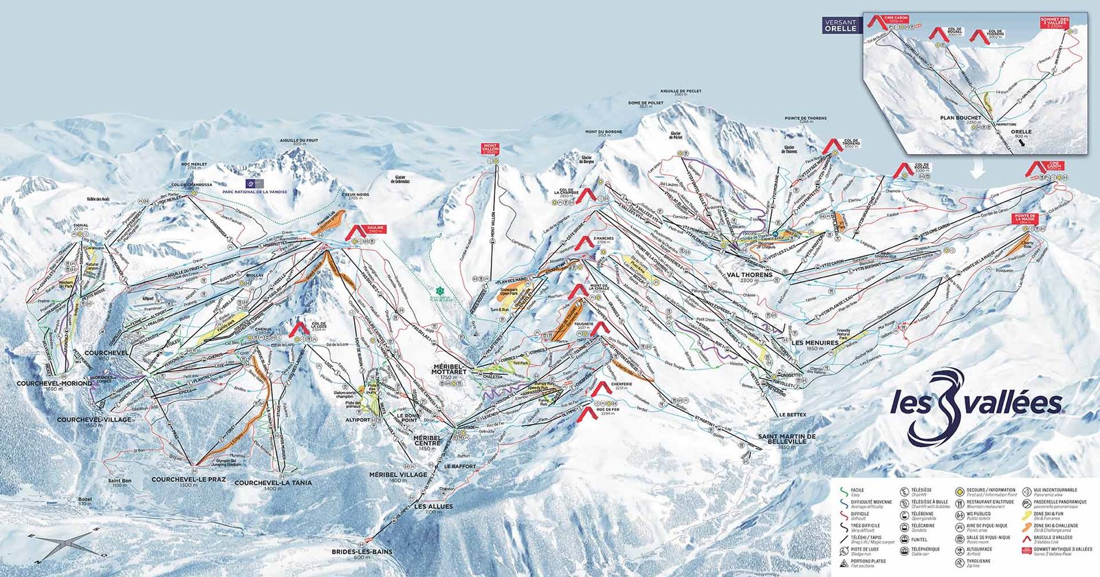 Map of the 3 Vallées